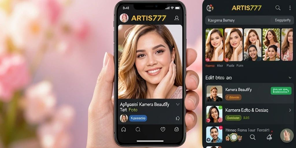 Tampilan antarmuka ARTIS777 yang sederhana dan fungsional untuk Kamera Beautify.