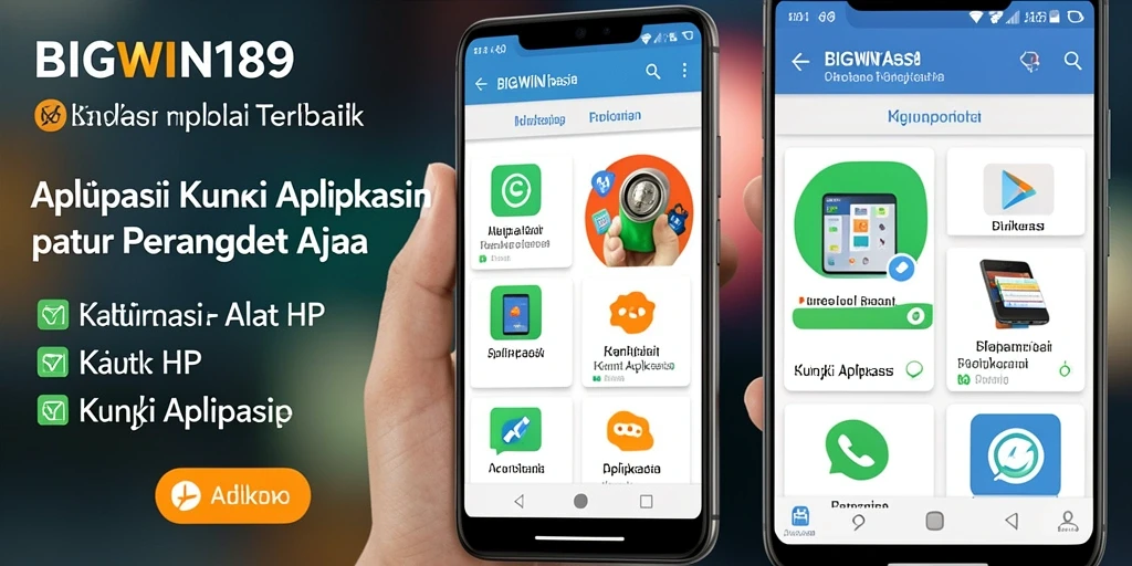 Tampilan antarmuka BIGWIN189 dengan fitur penguncian aplikasi.