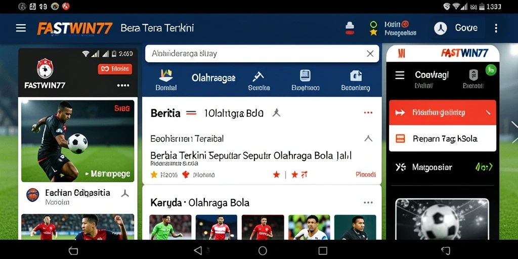 Tampilan antarmuka aplikasi FASTWIN77 untuk informasi Olahraga Bola.