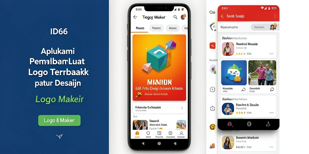 Antarmuka aplikasi ID66 untuk proses pembuatan logo yang mudah.