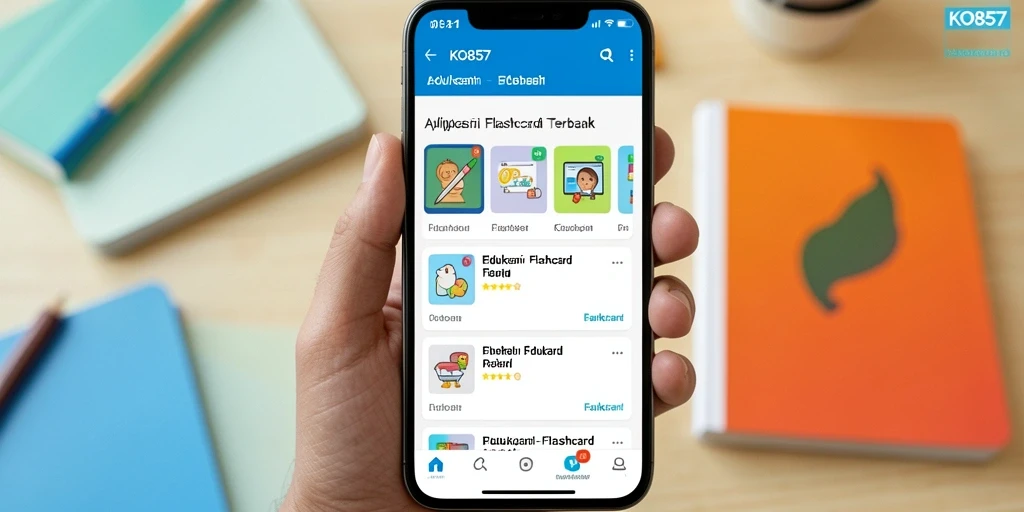 Screenshot antarmuka KO857 yang menampilkan fungsi Flashcard.